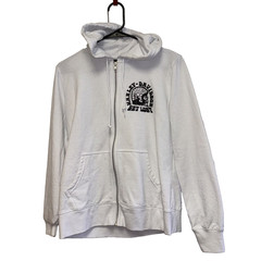 Harley Davidson Get Lost White Graphic Hoodie Full Zip Front Pockets M Cotton