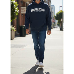 Ocean Beach Sportswear Men’s L Blue San Francisco Embroidered Pullover Hoodie