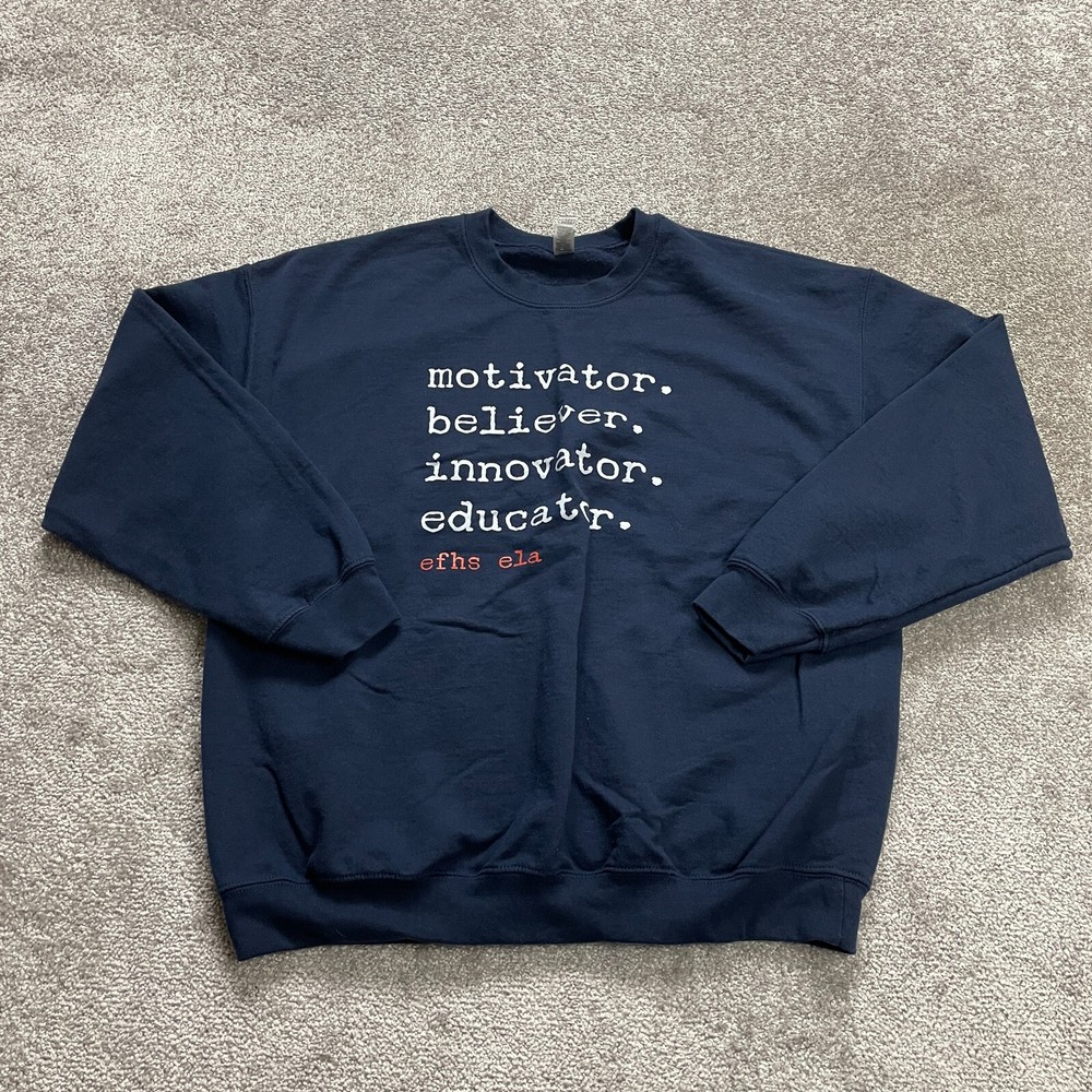 Gildan Heavy Blend Sweatshirt Mens XL Navy Blue Motivator Believer Soft Crew