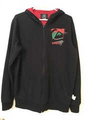 Quiksilver Black Hoodie Red & Green Graphic Logo Men’s Size Medium Very Nice
