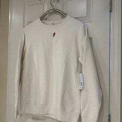 Original Favorites Organic Cotton Sweatshirt Cream Broken Heart Crewneck NEW