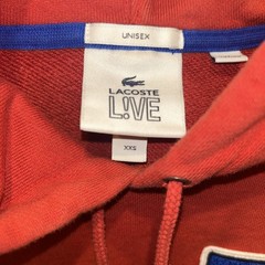 Lacoste LIVE Hoodie Mens XXS Red Oversized Chenille Logo Pullover SH3613