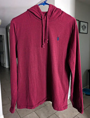 Polo Ralph Lauren Burgundy Logo Drawstring Hooded Long sleeved T-shirt Men’s M