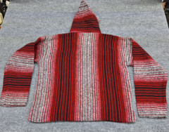 Molina Unisex Baja Surfer Red/Black/White Mexican Poncho Hoodie Size L 42/44
