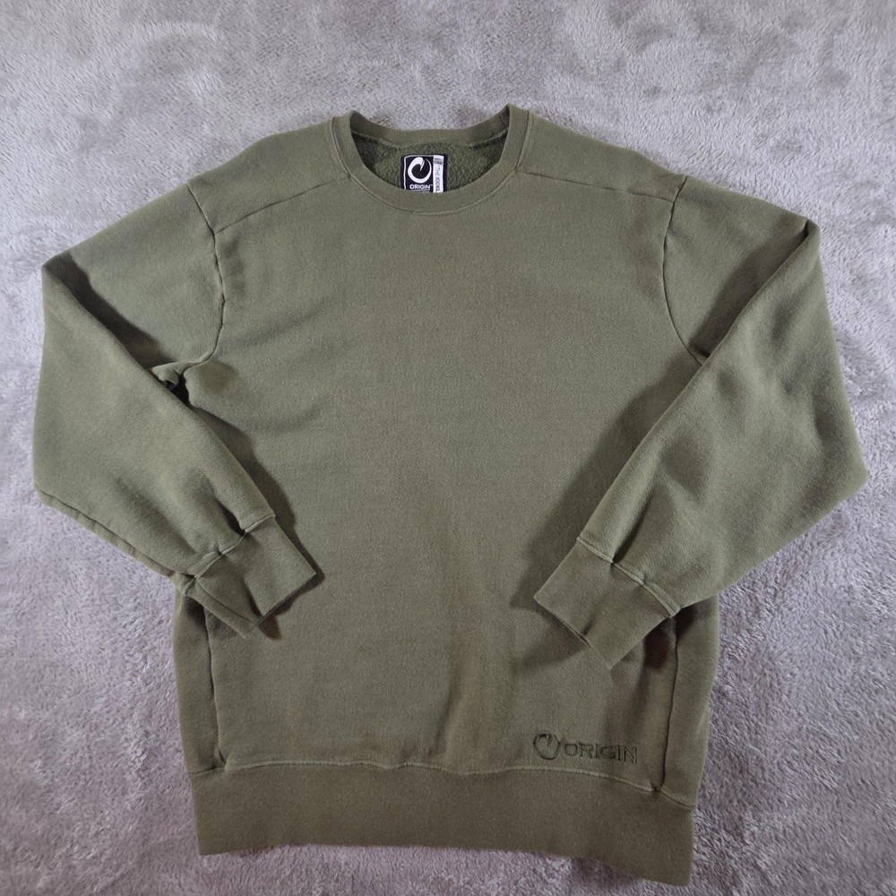 Origin Sweatshirt Mens Large Green 100 Kilo Fleece Made USA Crewneck Pullover