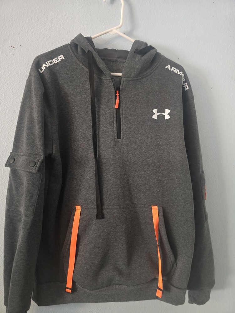 Under Armour Men’s Size L Gray Hoodie With Orange