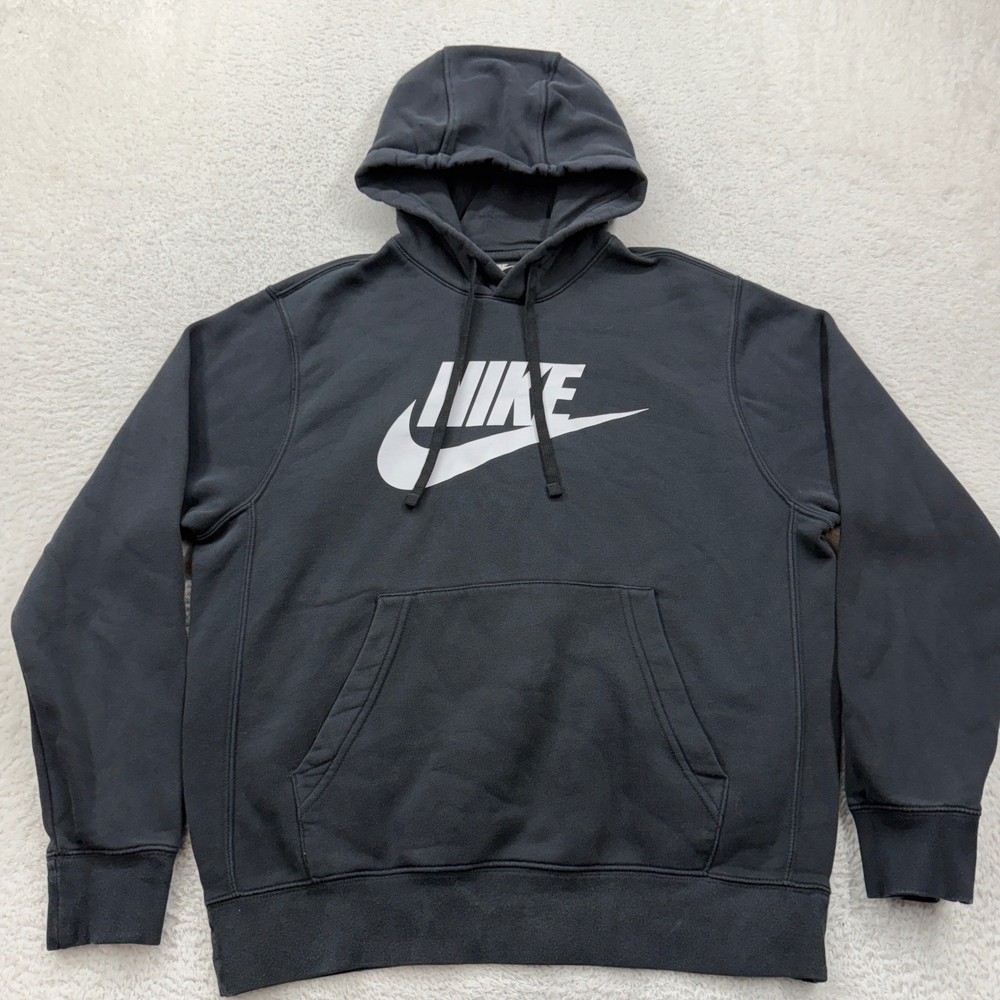 Nike Sportswear Club Fleece Hoodie Black White Futura Logo Mens M BV2973-010
