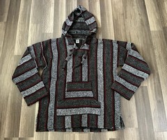 Artesanias Sanfe Mexican Drug Rug Hoodie Poncho Striped Surf Gorpcore Festival L