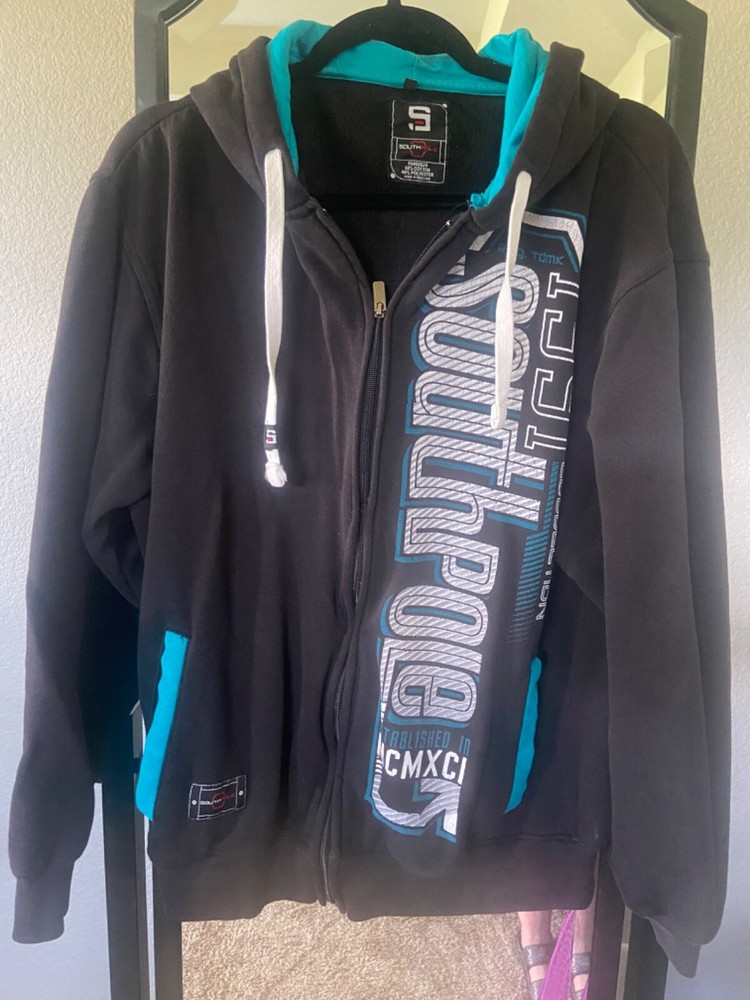 Mens Boys winter fall jacket warm XXLarge 2XL Southpole Zip-up hoodie black