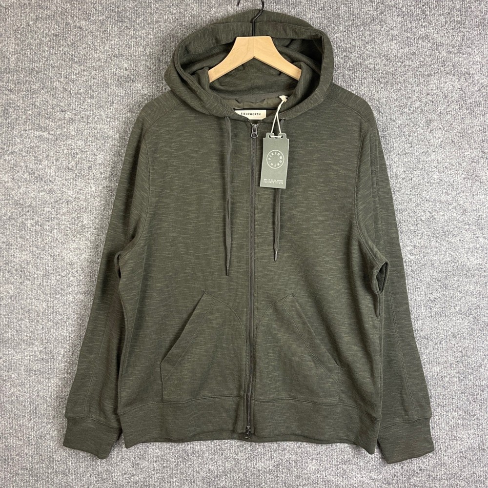 NEW Fieldworth Full Zip Hoodie Mens Large Green NWT Knit Drawstring Pockets
