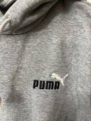 Puma Pullover Hoodie Sweatshirt Mens Sz Small Gray W/ Logo Sleeve Logo Front