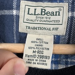 L.L.Bean Fleece Lined Flannel Hoodie Mens Medium Blue Plaid Button Front