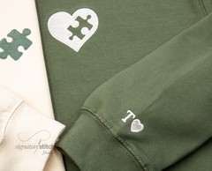 Matching Couples Hoodies, Embroidered Heart Puzzle Piece Sweatshirts