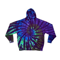 Tie Dye Zip Hoodie | Purple & Green Spiral Swirl | Zipper Sweatshirt