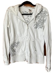 Vintage Rare Triple Five Soul NYC full zip-up hoodie White Embroidered XL