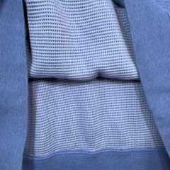 LL Bean All Seasons Textured Pullover Mens Large Blue 1/4 Zip Thermal Sweatshirt