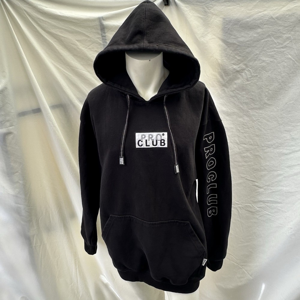 Pro Club Heavyweight Black Pullover Hoodie Hooded Sweatshirt Logo Men’s XL