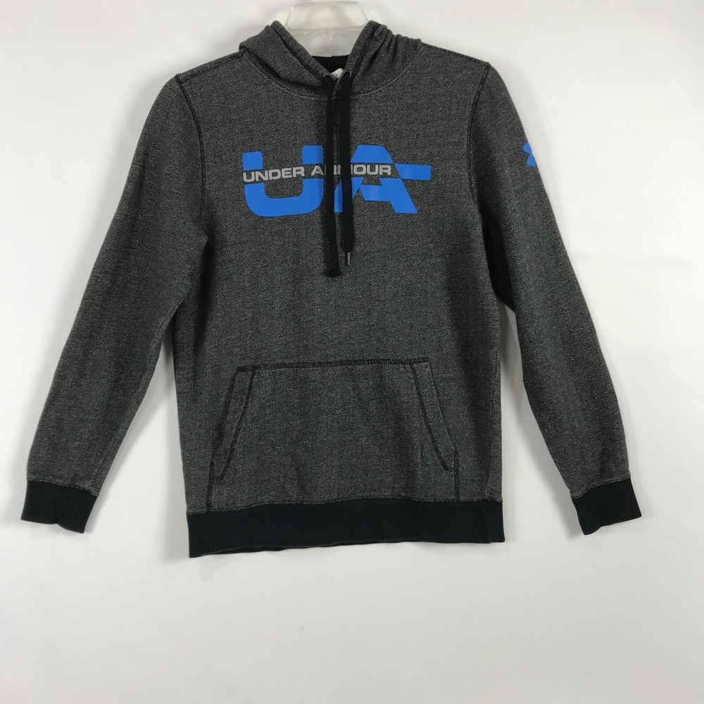 Under Armour Hoodie Mens Size S Sweatshirt Loose Fit All Season Gray herringbone