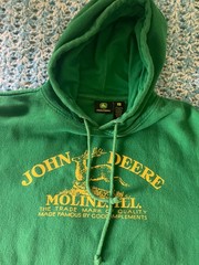 Vintage John Deere Moline Illinois Old Logo Green Hoodie Size Large