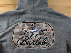 Burlebo Outdoors Hoodie Men’s Medium Gray Duck Graphic Pullover Sweatshirt NWT