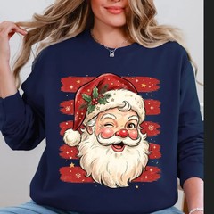 Striped Christmas Santa Sweatshirt Holiday Winter Apparel Gift
