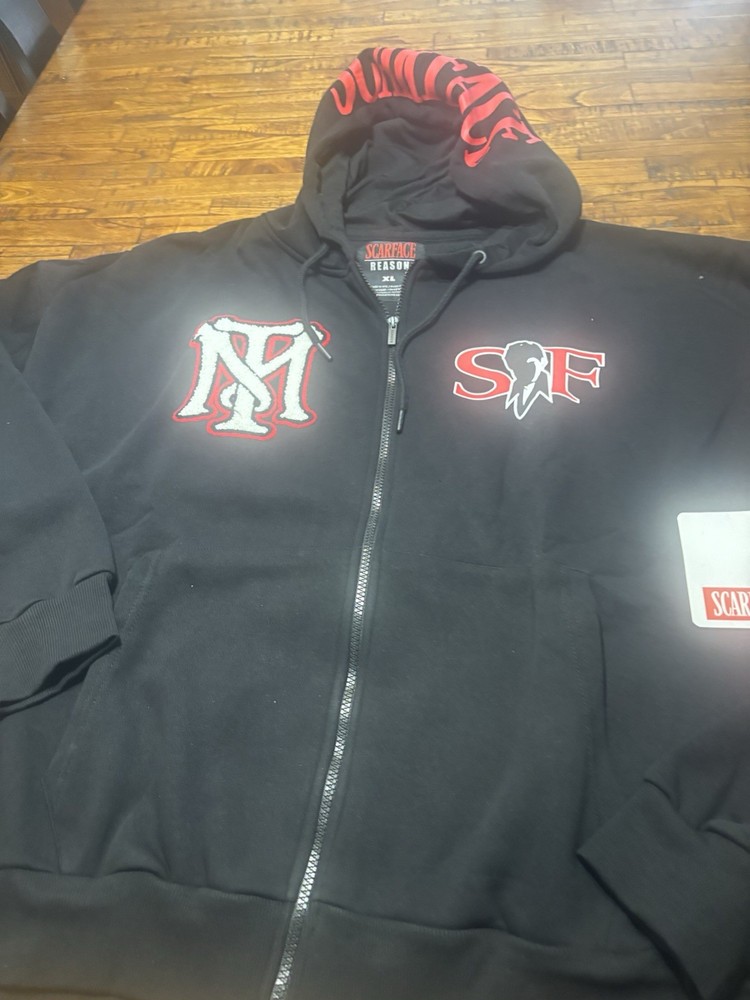 Scarface Full Zip Front And Back Logo Embroidered Front Logo Size Xl