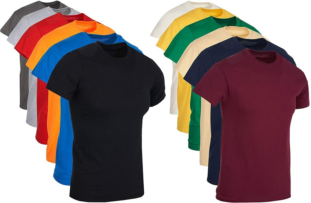 BILLIONHATS Mens Cotton Short Sleeve T-Shirts, Bulk Crew Tees , Mixed Colors
