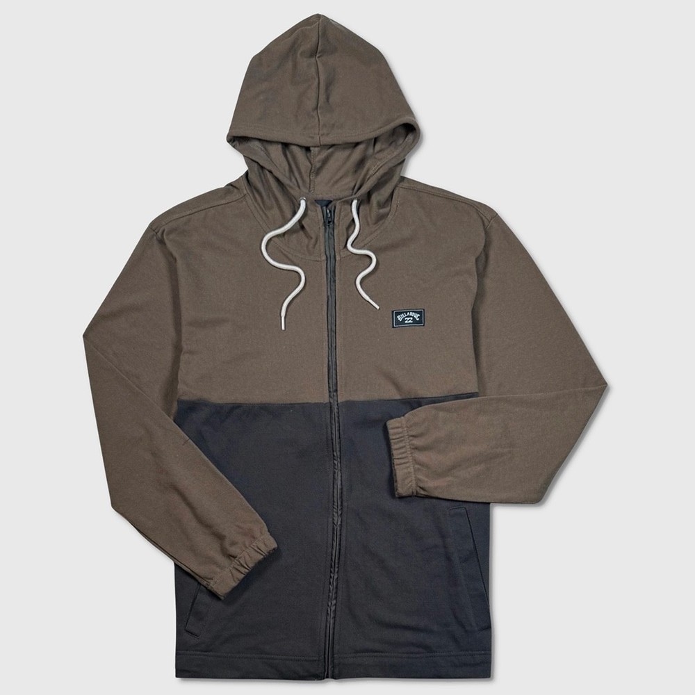 Billabong Abner Full Zip Hoodie – NWT Mens Medium Lt Brn / Dk Brn – #48547-D5