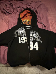 Supreme Black Full Zip Hooded Graphic Logo Fleece Cotton Hoodie Men’s M