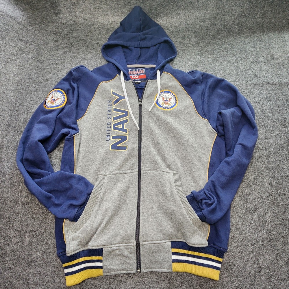 US Services Brigade United States Navy Military Zip Hooded Sweatshirt Large Mens