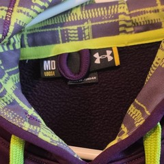 Under Armour Logo Fleece Pullover Hooded Hoodie Purple/Green Men’s Regular M