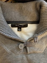 Mark Law Men’s Gray Cotton Blend Fleece Shawl Collar Button Pullover L