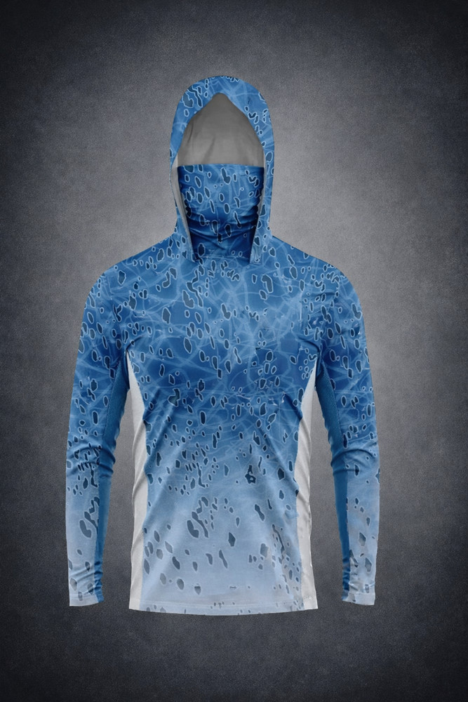 Men Long Sleeve Fishing Hoodie Mask Anti-UV Sun Protection Clothes Fish Shirt