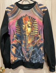 Nobility King Tut Tutankhamen Pharaoh Black Egyptian Sweatshirt L Snakes Unisex