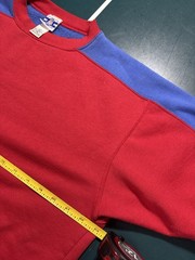 Vintage 80s Short Sleeve Crewneck Sweatshirt Men’s Large Red Blue Color Block