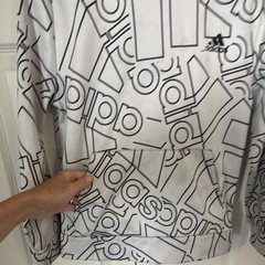 adidas Teens S White/Black Geometric Pullover Hoodie Drawstring Pockets Fleece