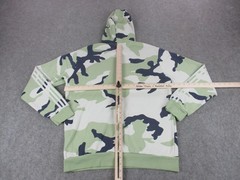 Adidas Hoodie Mens Medium Green White Camo Trefoil Logo Fleece Sweatshirt