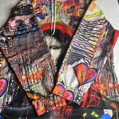 Unbranded Hooded Sweatshirt All Over Graphic Design Pullover Colorful Size 3XL