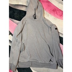 Jordan Mens XL Heather Gray Jumpman Pullover Hoodie Zipper Pockets Athletic