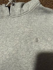 Champion Gray Pullover Hoodie Fleece Logo Hooded Pockets S Men’s