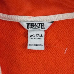 Duluth Trading Co. Sweatshirt Mens 2XLT Orange Pullover 1/4 Zip Pockets Fleece