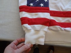 Vintage Antigua United States Flag US All Over Sweatshirt Men’s Large Flaws