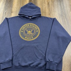 Vintage United States Navy Hoodie Mens XL Blue US Sailor Spellout 90s Sweatshirt