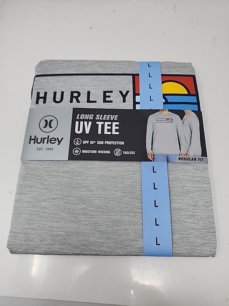 Hurley Men’s Sunny Side Hybrid Stretch Tagless UV T-Shirt L Grey