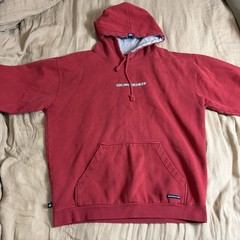 Vintage 90s Y2K Quiksilver Hoodie Design Surf Skate Red Thrashed Mens Medium