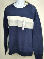 Goodfellow Men Big & Tall 2XL Pull over Blue w/White Grey Stripe Sweatshirt NWT