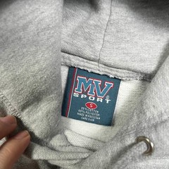 MV Sport Grey Plaid Letter Graphic “MUSC” Hoodie Sweatshirt Size S