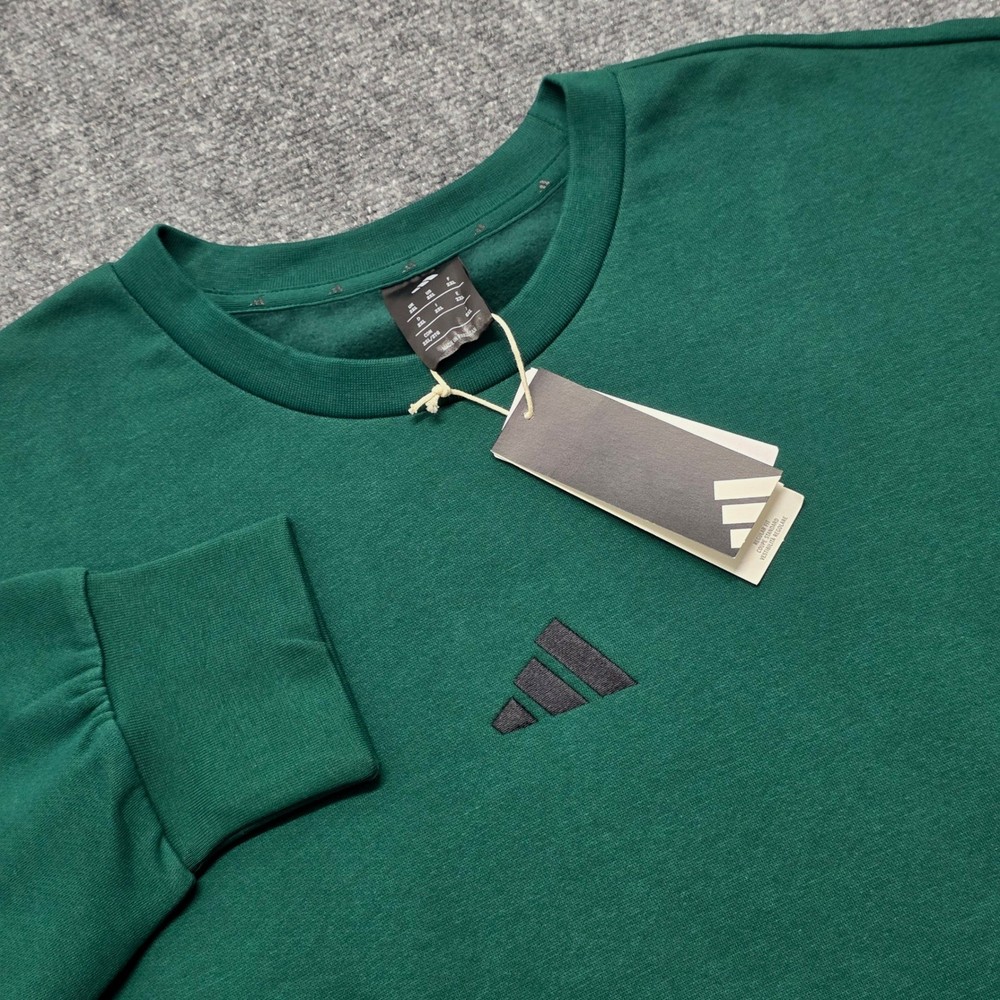 Adidas Essentials Feelcozy Sweatshirt Men’s 2XL Collegiate Green Fleece Pullover