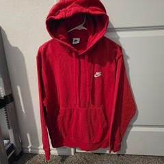 Nike Mens Sportswear Club Fleece Pullover Hoodie Red White Logo Small BV2654-657