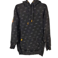 All American Roughneck HWMF Hoodie Washed Black All Over Print Pullover Mens M